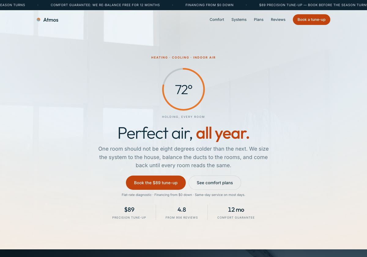 The Atmos site built by Modern.ai Agents