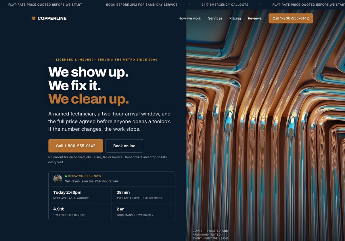 The Copperline site built by Modern.ai Agents